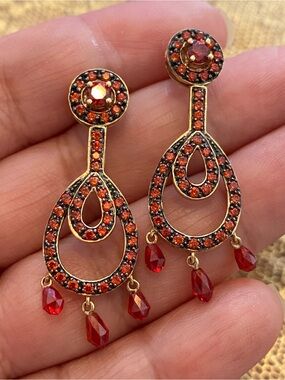 Estate Fully Signed MEDA 14k Solid Yellow Gold Chandelier Drop Stud Earring